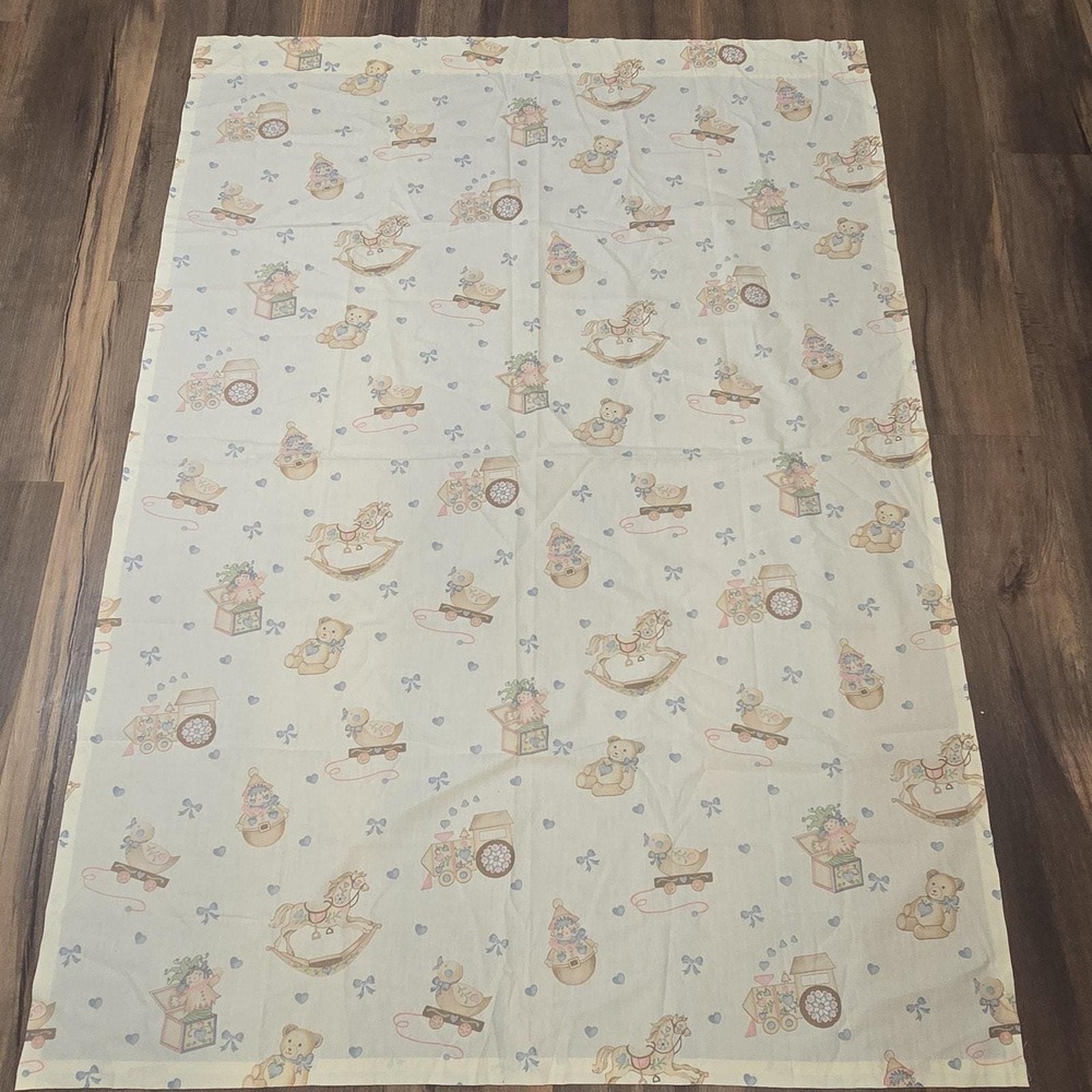 2 Rocking Horse Vtg Toys Nursery Baby Room Handmade Curtains Valance Cottagecore - Picture 7 of 8